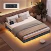 VASAGLE Struttura Letto Effetto Fluttuante 160 x 200 cm, Bordi Imbottiti, LED, 2 Prese AC, 1 Porta USB-A, 1 Porta USB-C, 1 Porta USB-A sul Retro, Portata 500 kg, Grigio Ardesia RMB165G101