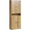trendteam smart living - PureBliss - Mobile alto - Rovere - Ampio armadio da bagno con scanalature - 70 x 186 x 31 cm (L x A x P) - Armadietto da bagno con eleganti manici in metallo - Pratico
