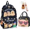 CYGMRFH Zaino Capybara, Porta Pranzo E Portachiavi, Set Scuola Completo Per Bambini E Ragazzi, Idea Regalo Perfetta