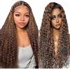Weeybay Parrucca di capelli veri per donne, parrucca Curly Wave, capelli umani, chiusura 4X4 in pizzo, P4/30, marrone con riflessi, densità 150%, capelli Remy non trattati, senza colla, lunghezza 56