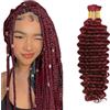 Evaxilc Deep Wave Bulk Human Braiding Hair for Boho Braids Human Hair Extension Capelli Umani Unprocessed No Weft Bulk Braiding Hair #99j Burgundy 2 Bundles Total 100g 12 12 Inch