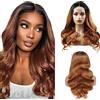 Lakaisa Human Hair Wig Body Wave 4X4 Lace Parrucche Donna Capelli Veri Glueless Wear and Go Pre Plucked with Baby Hair Low Shedding Ombre Brown 1b/30 for Women 30 Inch