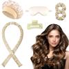 EUZUXU 6 Pcs Ferro Arricciacapelli Senza Calore, Fascia Bigodino Kit Fai da Te, Crea Bellissimi Ricci Senza Danneggiare i Tuoi Capelli, per Capelli Medi Lunghi - Bianco Sporco
