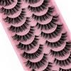 HICOCU Clear Band Ciglia Volume Russo Fluffy Strip Lashes 5 paia di ciglia naturali Wispy D Ricci finte sembrano estensioni (HT77-6)