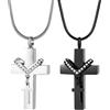 JewelryWe Gioielli uomo donna collana in acciaio inox urna cenere cremazione Memorial ricordo croce ciondolo con catena da 22 pollici argento/oro/nero..