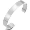 COOLSTEELANDBEYOND 19CM Classico Regolabile Bracciale da Uomo Donna, Braccialetto del Polsino, Colore Argento, Satinato