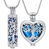 VCCWYQK Cilindro cremazione gioielli albero della vita urna cenere collana per donne uomini bottiglia cremazione ciondolo cenere amato gioielli Memorial, 1.52 cm x 1.52 cm, Acciaio inossidabile, Non