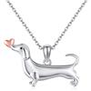 URONE Bassotto regali argento 925 bassotto catena ciondolo bassotto gioielli regali per le donne con cane, Argento sterling, Nessuna pietra preziosa