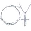 Yumilok Collana da donna in argento Sterling 925, con zirconi, simbolo dell'infinito, con ciondolo