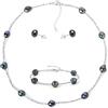YAMI Set di gioielli con collana, bracciale e orecchini in stile barocco di YAMI con elementi in argento frantumato (collana + bracciale + orecchini), collana di perle di mare da 8-9mm, orecchini di perle