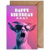 WBdesignz Biglietto di auguri di compleanno con busta capra con occhiali da sole - Happy Birthday G.O.A.T biglietto di auguri per feste di compleanno (DIN A6)