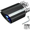 Catekro 63mm Terminale Scarico Auto Universale, 168 mm di Lunghezza | Uscita Scarico in Acciaio Inox 304 & Fibra di Carbonio Tubo Terminale Marmitta Sportivo Fissare con Bulloni Chiave (Blu Nero)