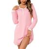 Litherday Camicia da Notte Donna Manica Lunga Cotone Morbido con Tasche e Bottoni, Abito da Notte Lungo Elegante e Comodo, Pigiama Donna Casa Inverno Grigio Scuro XL