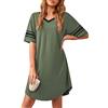Actcat Camicia da notte sexy da donna, con scollo a V, a maniche corte, da notte, Dark Gree, XXL