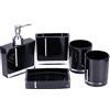 Yosoo 5-pezzi Set da bagno in acrilico Set accessori per il bagno corpo-bottiglie Porta spazzolini da denti Dentu-bicchiere Porta sapone nero