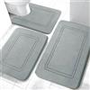 chakme Set di 3 tappetini da bagno, in morbido memory foam e tappetino per WC a forma di U, antiscivolo, lavabile, colore: grigio