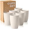 Wrova Bicchieri in plastica infrangibili, per caffè, tè, latte, succhi di frutta, acqua, set da 6, per cucina, lavastoviglie e microonde, colore: beige