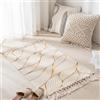 MORROWCAMP Tappeto boho piccolo, 58 x 88 cm, in cotone, lavabile, con nappe, per soggiorno, camera da letto, corridoio, tappeto in stile bohémien, tessuto a mano, onde dorate
