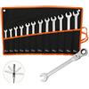 Todeco Set chiavi combinate a 12 pezzi, Chiavi a cricchetto 8-19 mm, Attrezzi da lavoro Metriche, Set chiavi a cricchetto con borsa da trasporto