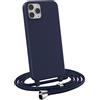 MyGadget Cover per iPhone 11 Pro Max - Custodia con Corda - Case con Cordino Opaca Antiurto | Bumper con Laccio | Tracolla - Practical Stylish - Blu scuro