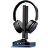 Wantek Cuffie wireless con microfono - 45+ Playtime Bluetooth o USB Dongle per PC, connessione multipunto a computer e cellulare, cuffie on-ear cablate o wireless per