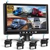 podofo Kit di 4 telecamere posteriori 1080P HD senza fili, Podofo monitor LCD da 9 pollici con 4 telecamere di backup per rimorchio RV Camper Camion Auto Bus, rilevamento punti ciechi, linee guida, 12V-36V
