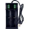 Uliwamowi Caricabatterie 18650, Caricabatterie 3.7V per Batterie Ricaricabili Li-ion 18650 14500 16340 21700 26650, Doppio Slot con Protezione Multipla, Indicatore LED e Cavo USB per Uso Domestico o Viaggio
