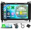 Rimoody 6G+128G 8 Core Wireless Carplay Android Autoradio per Mercedes Benz A/B Class W169 W245 B200 W639 Vito Viano W906 Sprinter 9 Pollici Autoradio Android Auto GPS Bluetooth FM/RDS Telecamera Posteriore