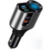 Paicreate 127W 4-in-1 Caricabatteria Auto USB Accendisigari Auto USB C QC3.0 y PD3.0 Presa Accendisigari Doppia 12V/24V per iPhone16 15 14 13 12 11 iPad Airpods Samsung Galaxy S25 S24 Huawei LG