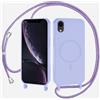 xinyunew Magnetica Cover con Cordino per iPhone XR,[Compatibile con MagSafe], Cover in Silicone, Regolabile Cordino da Collo Nylon Catena Collana Tracolla,Viola