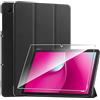 Heioloo Custodia per Telekom T Tablet 2 10.1 2025 Cover in Pelle Case, + [1 Pezzi] Vetro Temperato Pellicola Protettiva [Auto Svegliati/Sonno][Supporto Funzione ] [Anti-Scratch]-Nero