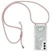 YuhooTech Custodia con Cordino per Samsung Galaxy S23+ / S23 Plus, Liquid Quicksand Cover con Collana Practical Stylish, Trasparente Silicone Glitter Liquido Antiscivolo Case per Cellulare Girocollo
