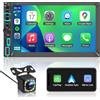 KMUTZY Autoradio 2 DIN Bluetooth con CarPlay Wireless & Android Auto,6.98 Pollici Touchscreen Stereo Bluetooth con Schermo, Radio con Mirror Link/AM/FM/RDS/Type-C, Supporta Telecamera Posteriore,AirPlay