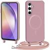Spdymo Cover Magnetica per Samsung Galaxy A54 5G avec Cordino, Morbido Silicone Custodia per Samsung A54 con Collana Tracolla AntiGraffio Protettiva Case, Rosa Oro