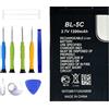 ERYNK BL-5C - Batteria di ricambio compatibile con Nokia 1100, 1600, 2310, 3100, 3110, 3120, 5030, 6030, 6230, 6270, 6600, N70, con set di attrezzi
