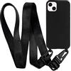 MyGadget Cover per iPhone 14 Plus - Custodia con Corda TPU Opaca - Case con Cordino Rigida & Resistente con Laccio | Tracolla - Nero