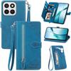 Fertuo Cover per Honor 400 Smart, Custodia a Libro in Pelle PU Flip Case con Porta Carte, Chiusura Magnetica e Cinturino [Disegni di Fiori] Portafoglio Interno Silicone Antiurto, Blu