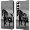 CLM-Tech Custodia compatibile con Samsung Galaxy A17 5G / A26 5G - Sintetica Pelle Cover, Portafoglio con Funzione Supporto e Slots, Case Cavallo nero grigio