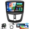 Inefala 2+64GB Android 15 Autoradio per Peugeot 207 2006-2015 Stereo 9 Pollici Schermo Touchscreen con Wireless Carplay Android Auto con Bluetooth, GPS, SWC, Retrocamera AHD