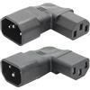 Riertostng 1 paio di adattatori da spina IEC 320 C14 a presa C13, cavo di prolunga angolare sinistro e destro, 10 A, 250 V, per monitor, computer, alloggiamento PDU e stampante, ecc. - 2 pezzi
