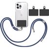 TBOC Cordino Catenella Laccio Strap Porta Cover [Blu Scuro] + 2 Toppe di Fissaggio Aggiuntive [Nero] Telefono Cellulare Collo - Tracolla Catenina Cordini Cellulari Telefoni Universale Laccetti