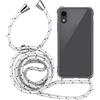 MyGadget Cover per iPhone XR - Custodia con Corda - Case con Cordino Trasparente Antiurto con Laccio | Tracolla - Practical Stylish - Bianco Camouflage