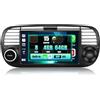 SIXWIN 8 Core 4+64G Android 15 Autoradio per FIAT 500 2007-2015 con CarPlay/Android Auto/DSP,7 Pollici HD Schermo con Navigatore GPS WiFi Bluetooth 5.0 USB FM RDS Radio Mirror Link +32 Bande EQ(Nero)