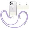 TBOC Cordino Catenella Laccio Strap Porta Cover [Lilla] + 2 Toppe di Fissaggio aggiuntive [Bianco Ice] Telefono Cellulare Collo - Tracolla Catenina cordini Cellulari Telefoni Universale Laccetti