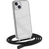 MyGadget Cover per iPhone 13 - Custodia con Corda - Case con Cordino Trasparente Antiurto con Laccio | Tracolla - Practical Stylish - Nero