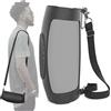 MyGadget Cover in silicone Compatibile con JBL Charge 5 - con Tracolla indossabile [lunga fino a 120 cm] - con Moschettone - Custodia protettiva - Nero