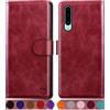 SUANPOT Cover per Huawei P30 Blocco RFID Portafoglio Slot CarteSupporto Cellulare Magnetica custodia Pelle Sintetica Cover per Huawei P30 Rosso