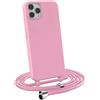 MyGadget Cover per iPhone 11 Pro Max - Custodia con Corda - Case con Cordino Opaca Antiurto | Bumper con Laccio | Tracolla - Practical Stylish - Rosa
