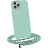 MyGadget Cover per iPhone 11 Pro Max - Custodia con Corda - Case con Cordino Opaca Antiurto | Bumper con Laccio | Tracolla - Practical Stylish Verde menta