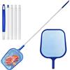 Flearitzo Retino Piscina - Retino per Piscina 120CM Rete a Maglia Fine per Foglie con Asta Telescopica in Alluminio per Pulizia Piscina Spa Stagni e Acquari da Foglie e Detriti